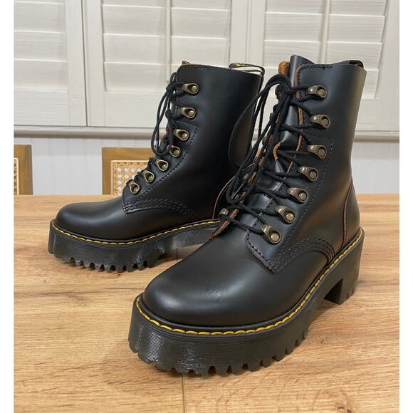 Dr. Martens Leona Women's Vintage Smooth Leather Heeled Boots Size 8 US 37 NWOB - Picture 4 of 12